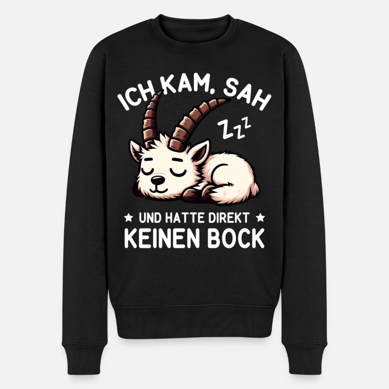 Süßer schlafender Steinbock hat null Bock - Männer Premium Bio Pullover - Schwarz