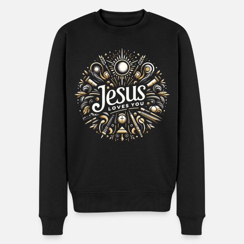 Emblème de Jésus t’aime - Pull Premium bio Homme - noir