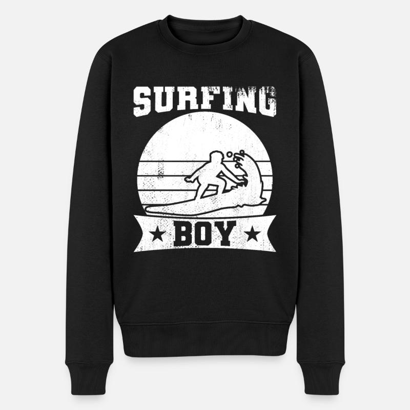 Surfjunge - Männer Premium Bio Pullover - Schwarz