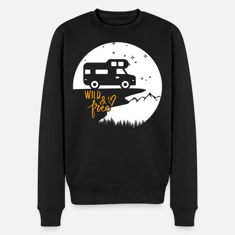 Vanlife & Camper Lifestyle Design - Männer Premium Bio Pullover - Schwarz