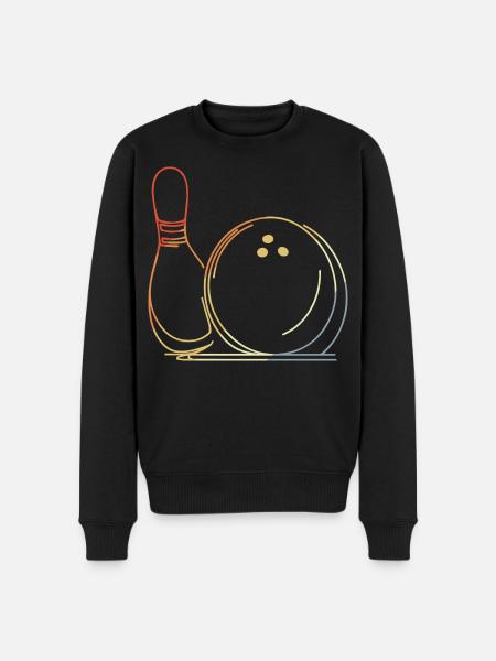 Bowling Ball and Pin Sketch - Men's Premium Organic Jumper - black