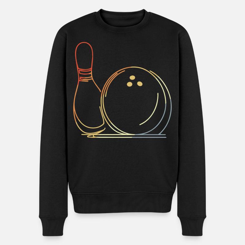 Bowlingkugel und Pin Skizze - Männer Premium Bio Pullover - Schwarz
