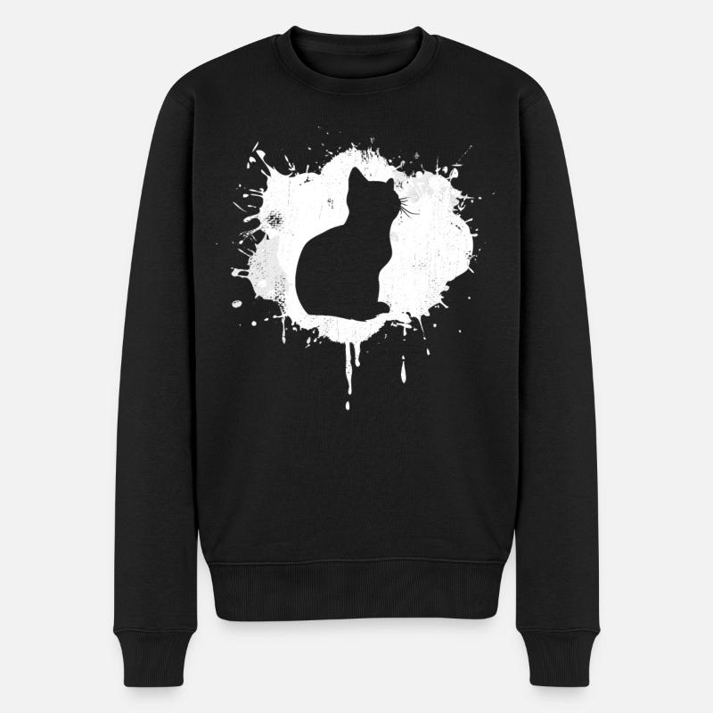 Katze Skizze - Männer Premium Bio Pullover - Schwarz