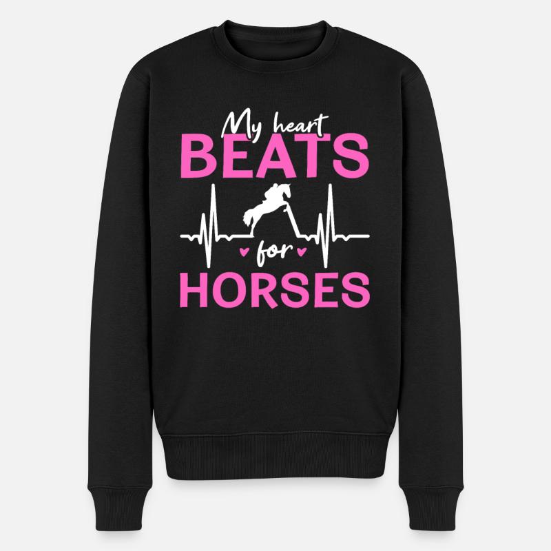 Mon cœur bat pour les chevaux - Pull Premium bio Homme - noir