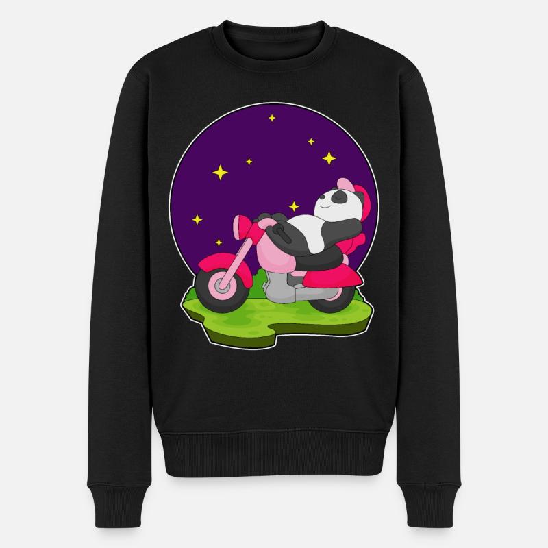 Panda Motorrad - Männer Premium Bio Pullover - Schwarz