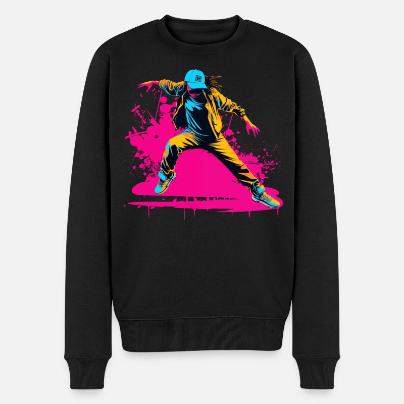 90er Jahre Breakdancer - Männer Premium Bio Pullover - Schwarz