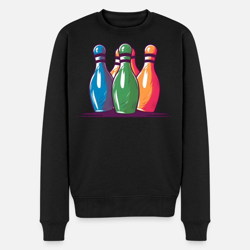 Bowling Pins Comic Stil - Männer Premium Bio Pullover - Schwarz