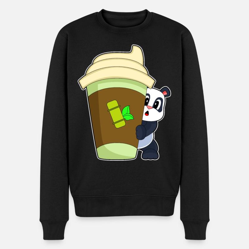 Panda Coffee to go - Männer Premium Bio Pullover - Schwarz
