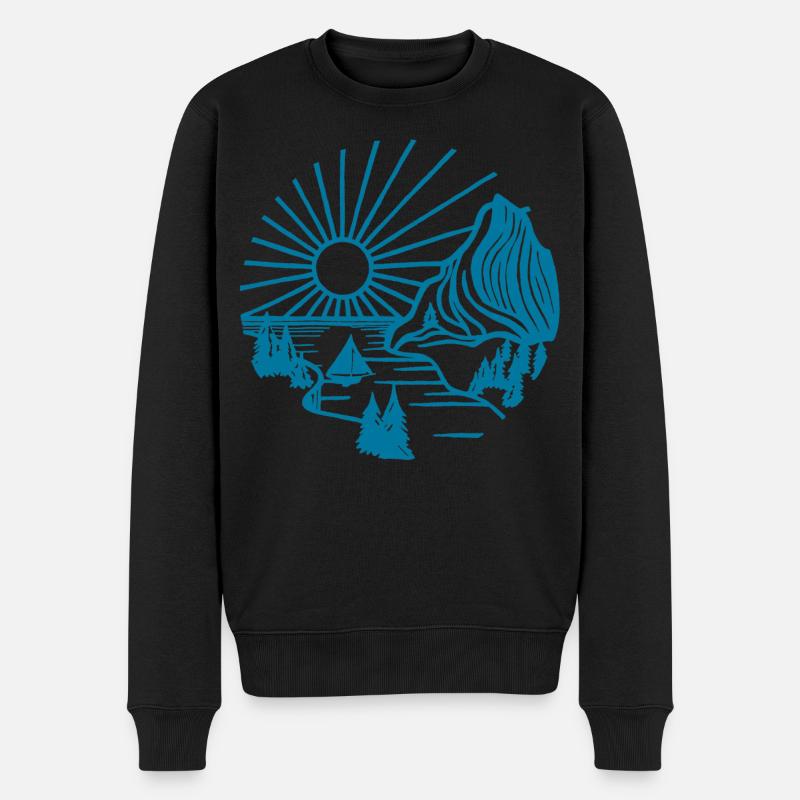 Urlaubslandschaft (Blau) - Männer Premium Bio Pullover - Schwarz