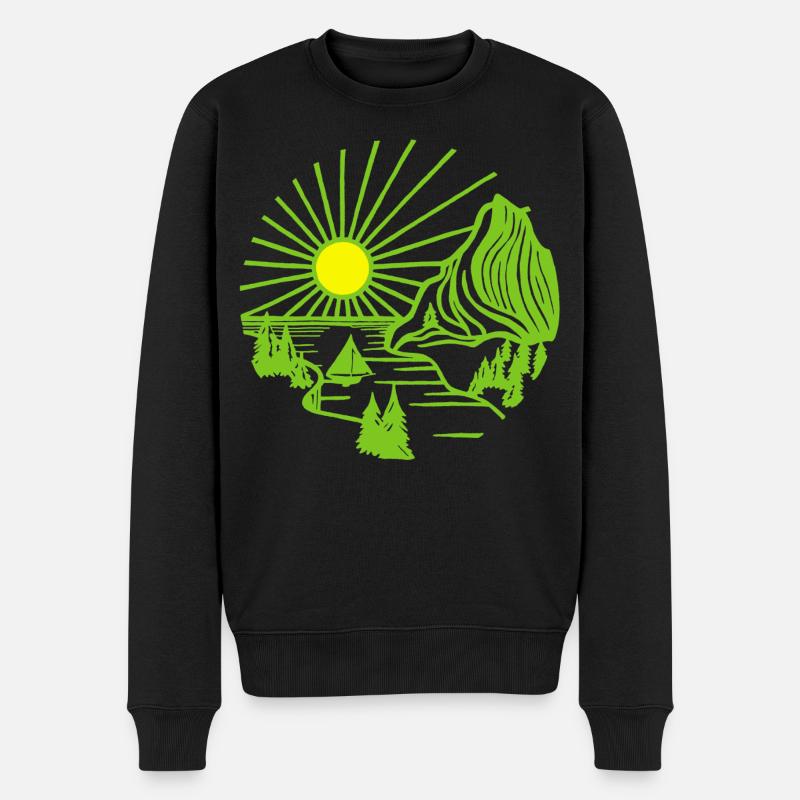 Paysage de vacances (vert) - Pull Premium bio Homme - noir