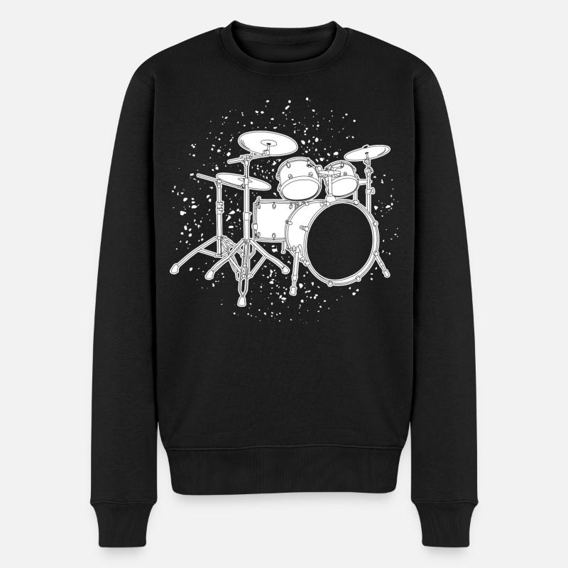 Drumkit Zeichnung - Männer Premium Bio Pullover - Schwarz