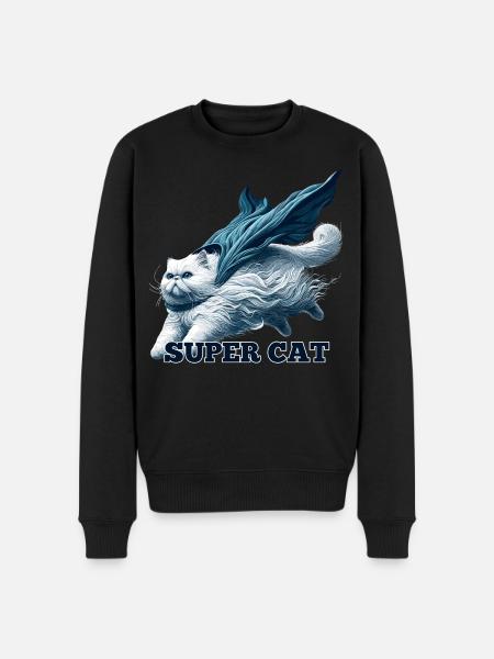 Super Cat persisk hvid persisk kattegave - Økologisk premium-sweatshirt til mænd - sort