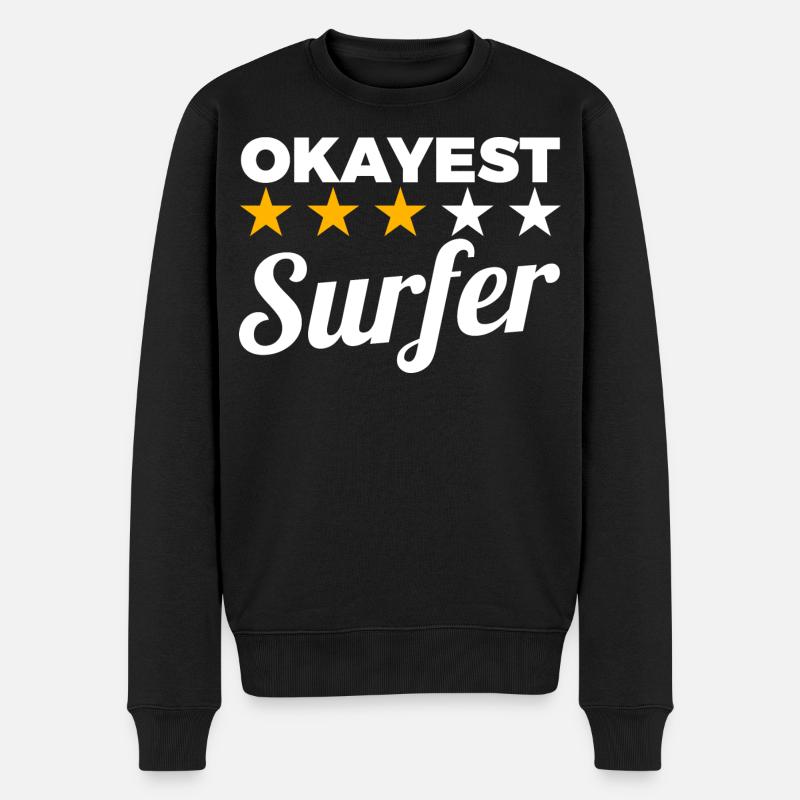 Okayest Surfer - Männer Premium Bio Pullover - Schwarz