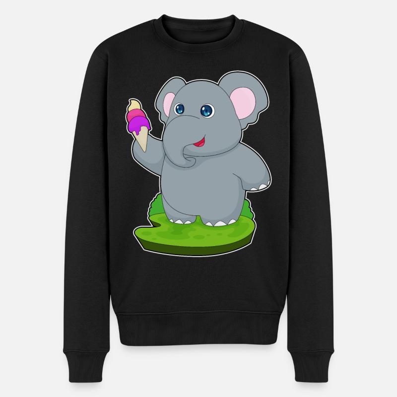 Elefant Waffeleis - Männer Premium Bio Pullover - Schwarz