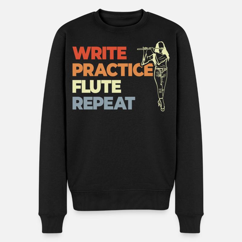 Write Practice Flute Repeat - Männer Premium Bio Pullover - Schwarz