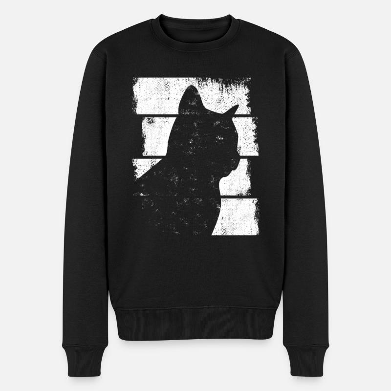 Katze - Männer Premium Bio Pullover - Schwarz