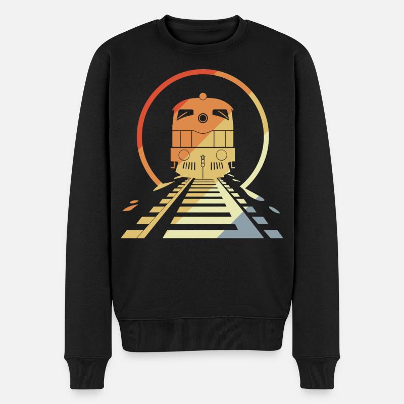 Chemin de fer rétro - Pull Premium bio Homme - noir