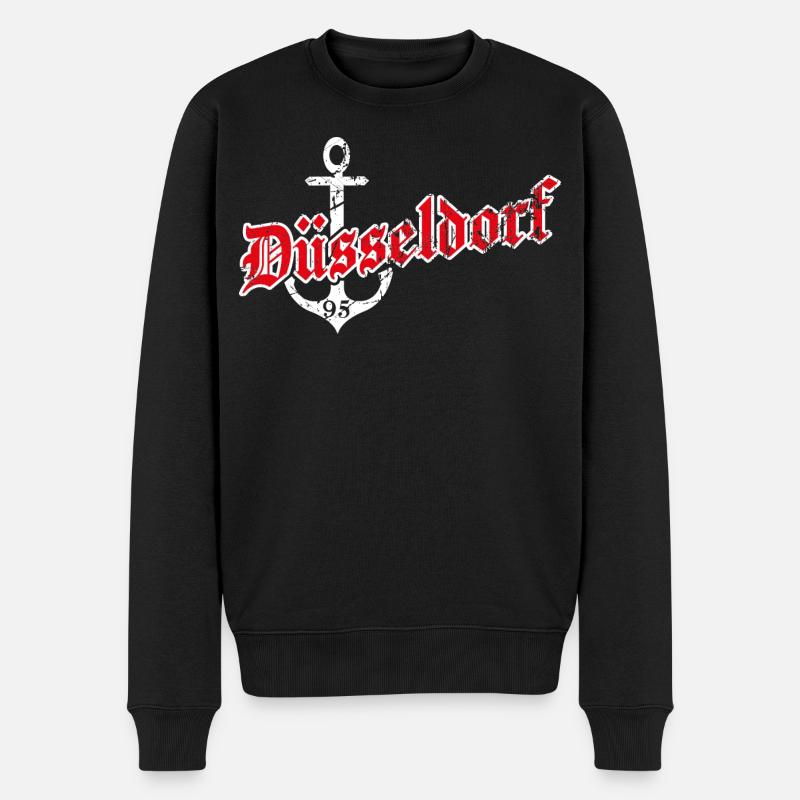 Düsseldorf mit Anker - Männer Premium Bio Pullover - Schwarz