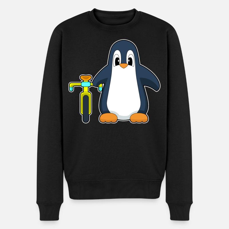 Pinguin Fahrrad - Männer Premium Bio Pullover - Schwarz
