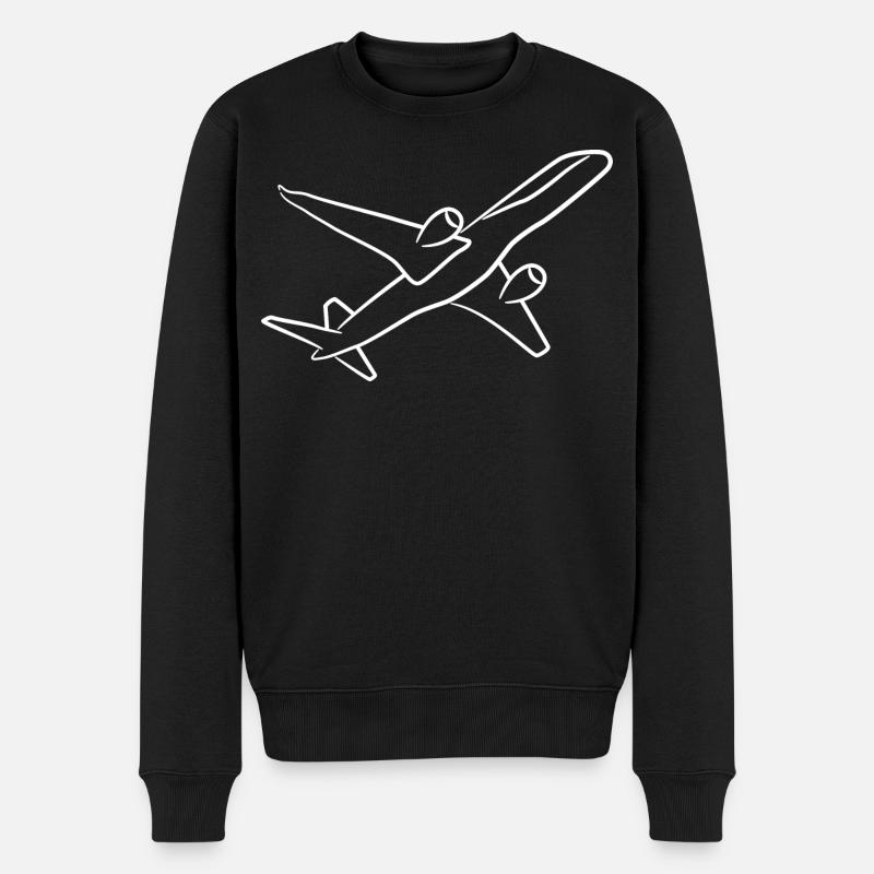Flugzeug Skizze - Männer Premium Bio Pullover - Schwarz