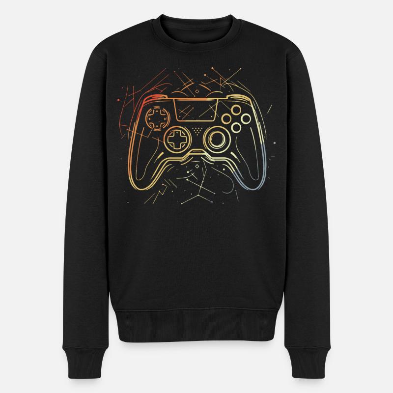 Gaming Controller Skizze Retro - Männer Premium Bio Pullover - Schwarz