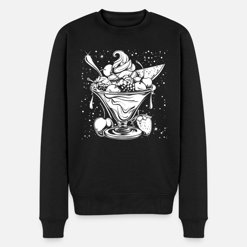 Eisbecher Zeichnung - Männer Premium Bio Pullover - Schwarz