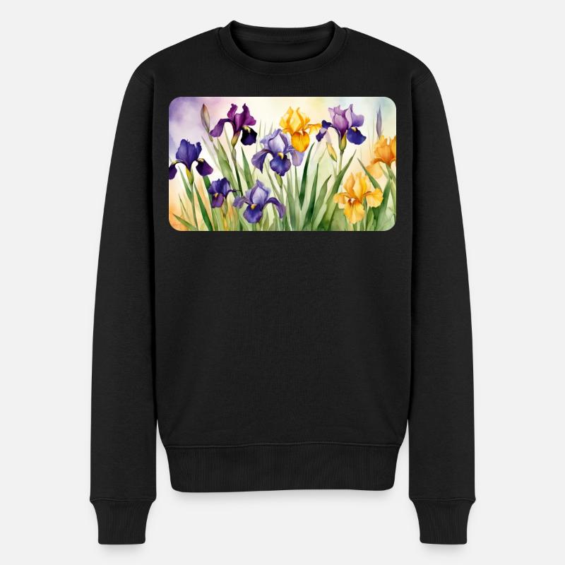 Iris Romantiques - Aquarelles - Pull Premium bio Homme - noir