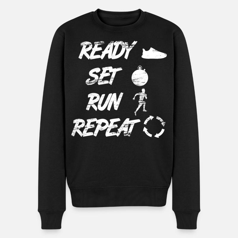 Ready Set Run Repeat - Männer Premium Bio Pullover - Schwarz
