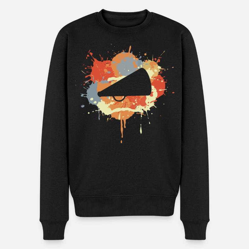 Cheerleader Megaphon Zeichnung - Männer Premium Bio Pullover - Schwarz