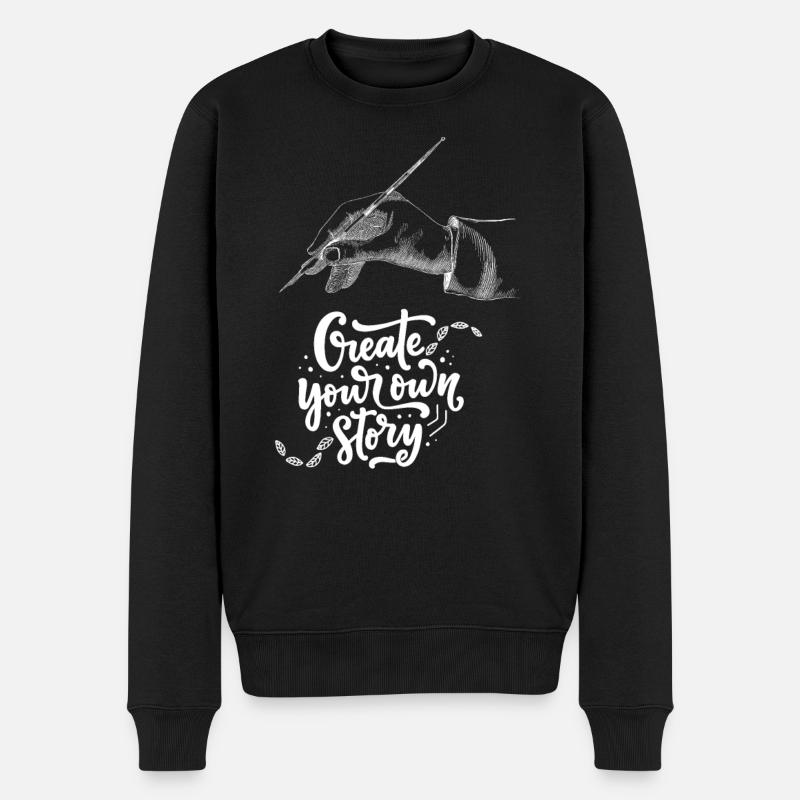 Handillustration mit inspirierender Botschaft - Männer Premium Bio Pullover - Schwarz
