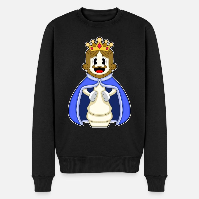 Schachfigur König Schach - Männer Premium Bio Pullover - Schwarz