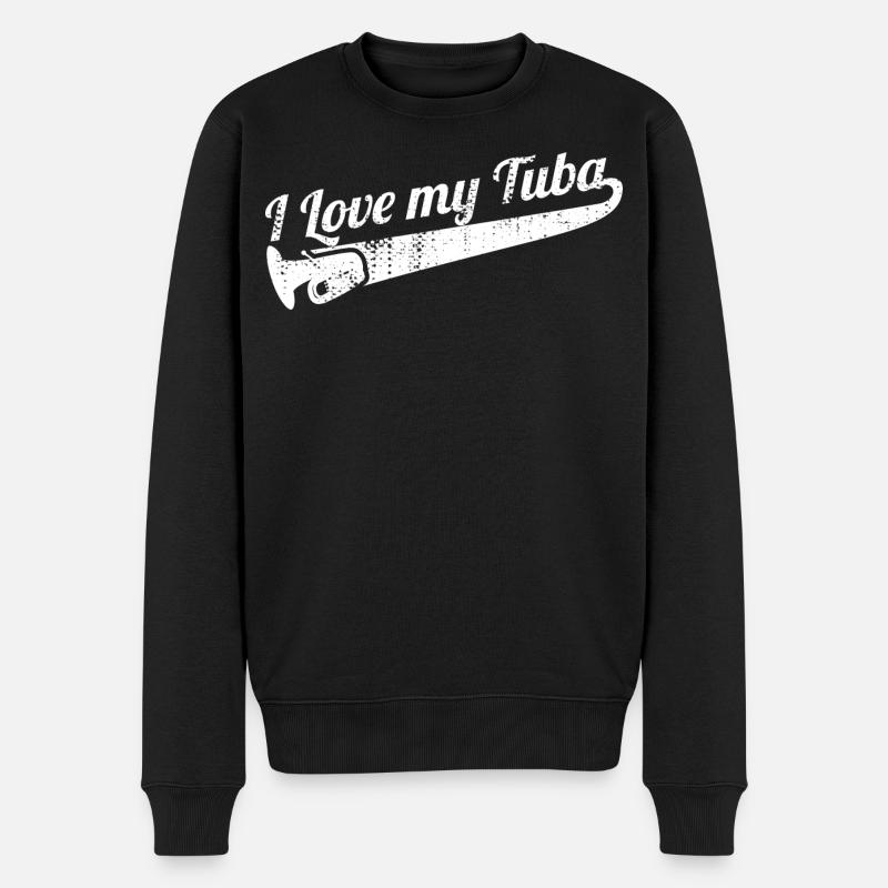 Ich liebe meine Tuba - Männer Premium Bio Pullover - Schwarz