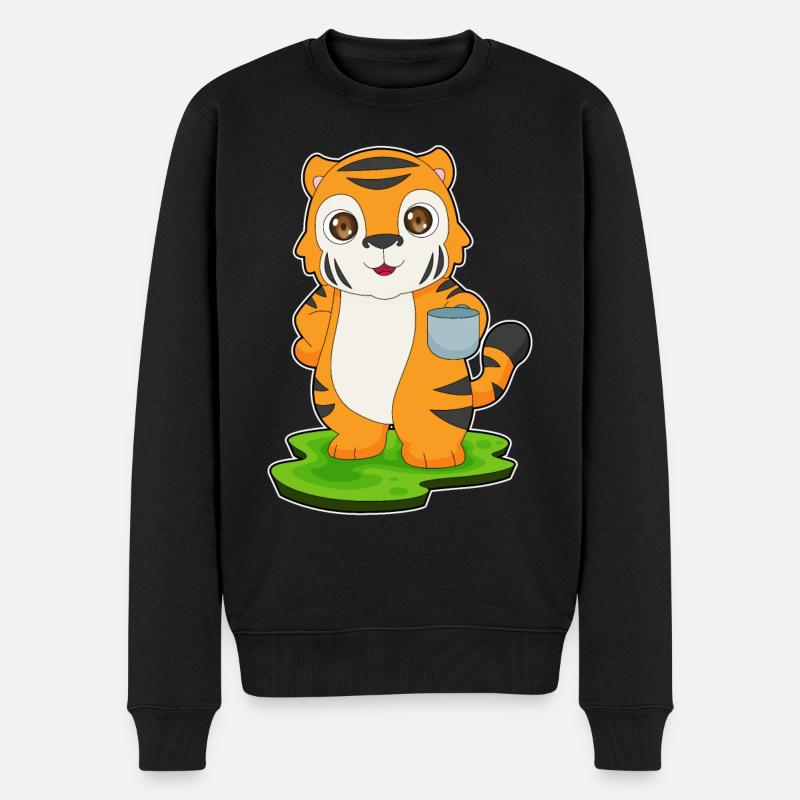 Tiger Kaffee Tasse - Männer Premium Bio Pullover - Schwarz