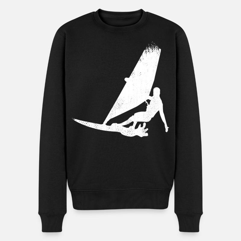 Lustige Windsurfer Skizze - Männer Premium Bio Pullover - Schwarz