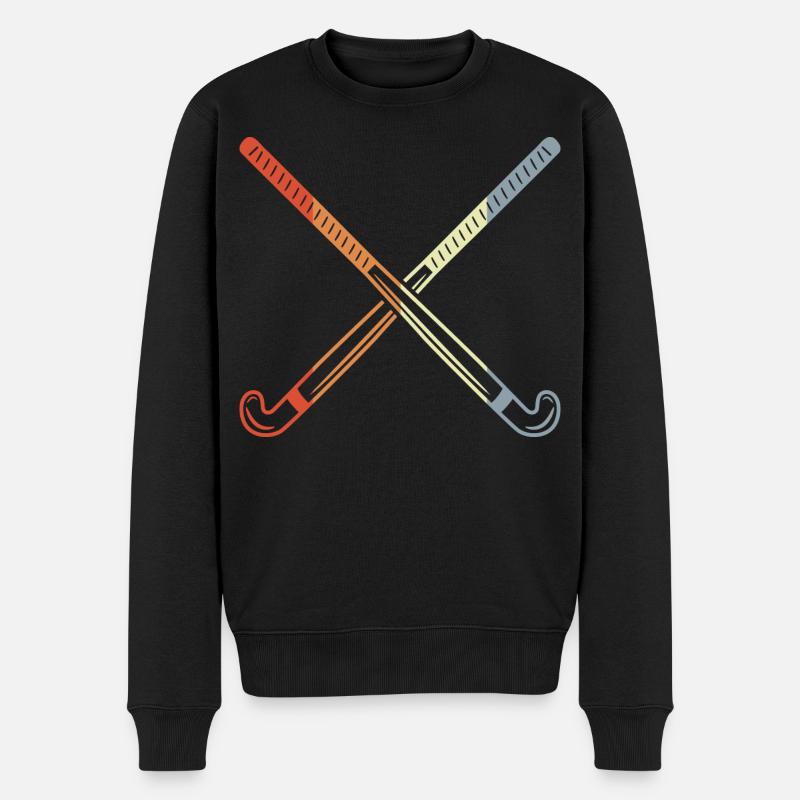 Retro Hockeyschläger - Männer Premium Bio Pullover - Schwarz