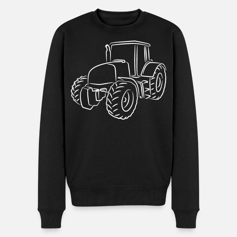 Traktor Skizze - Männer Premium Bio Pullover - Schwarz