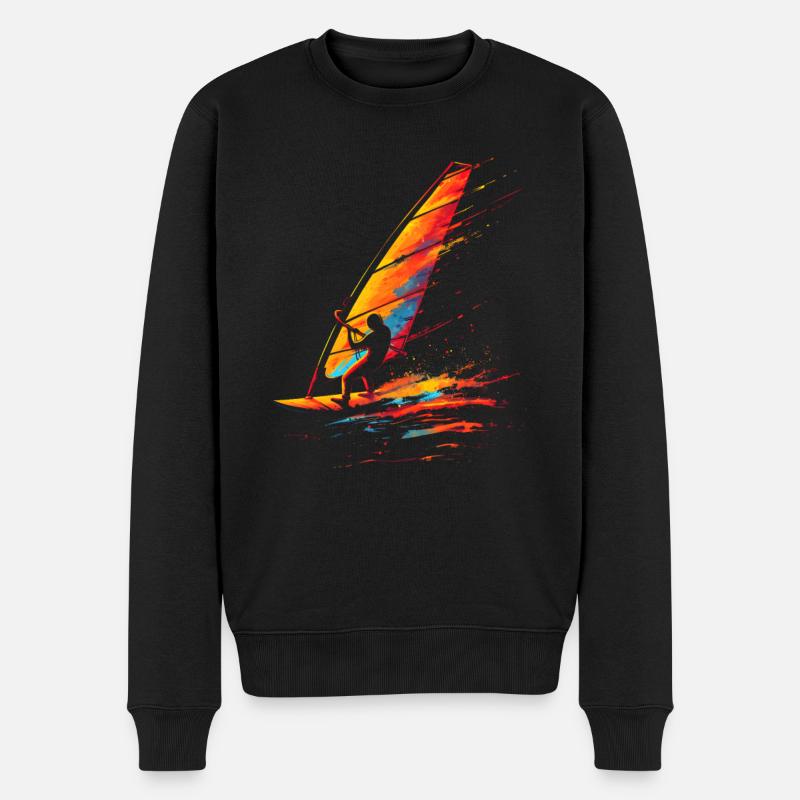 Windsurfen 90er Look - Männer Premium Bio Pullover - Schwarz