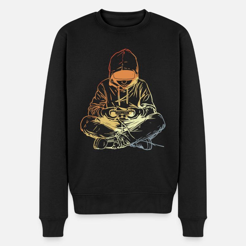 Gamer dessinant un look rétro - Pull Premium bio Homme - noir