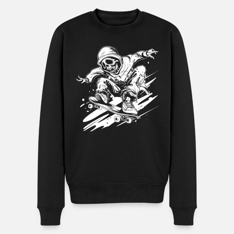 Style de dessin animé de skateboard - Pull Premium bio Homme - noir