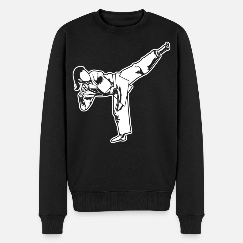Weibliche Karateka - Männer Premium Bio Pullover - Schwarz