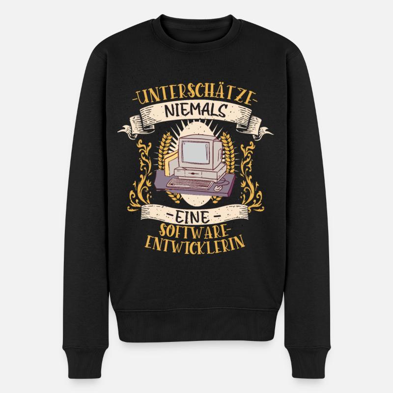 Softwareentwicklerin Geschenk Code Lustig - Männer Premium Bio Pullover - Schwarz
