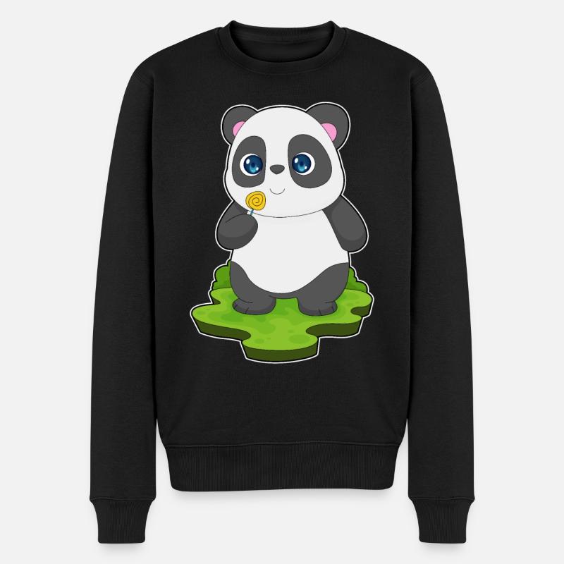 Sucette panda - Pull Premium bio Homme - noir