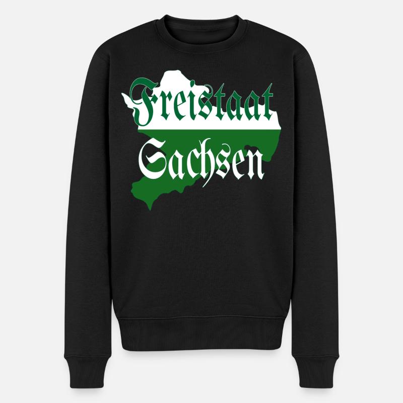 Freistaat Sachsen grün weiß - Männer Premium Bio Pullover - Schwarz
