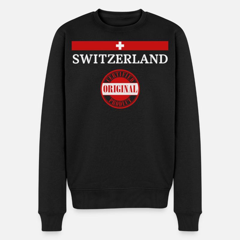 Schweizer Flagge - Männer Premium Bio Pullover - Schwarz