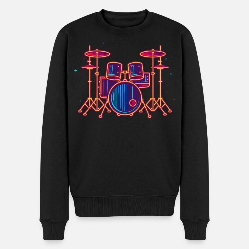 Schlagzeug Grafik - Männer Premium Bio Pullover - Schwarz