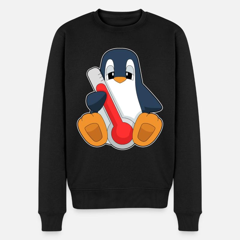 Pinguin Fieberthermometer - Männer Premium Bio Pullover - Schwarz