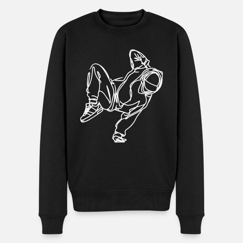 Breakdancer Zeichnung - Männer Premium Bio Pullover - Schwarz