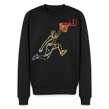 Basketball Retro Look - Männer Premium Bio Pullover - Schwarz - Vorne - Nico (187cm)