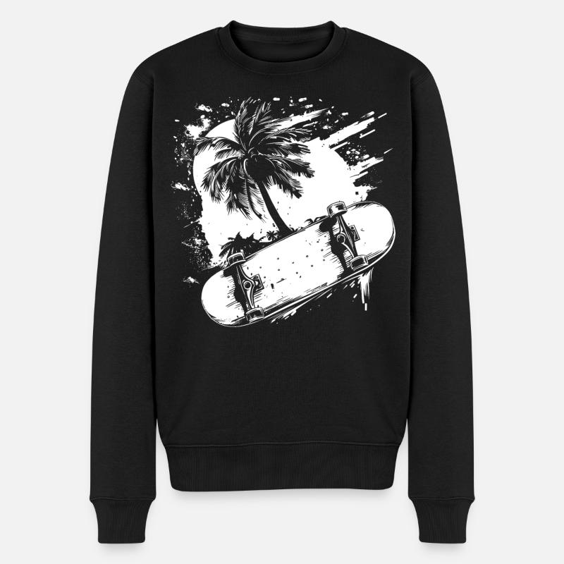 Skateboarding Zeichnung - Männer Premium Bio Pullover - Schwarz