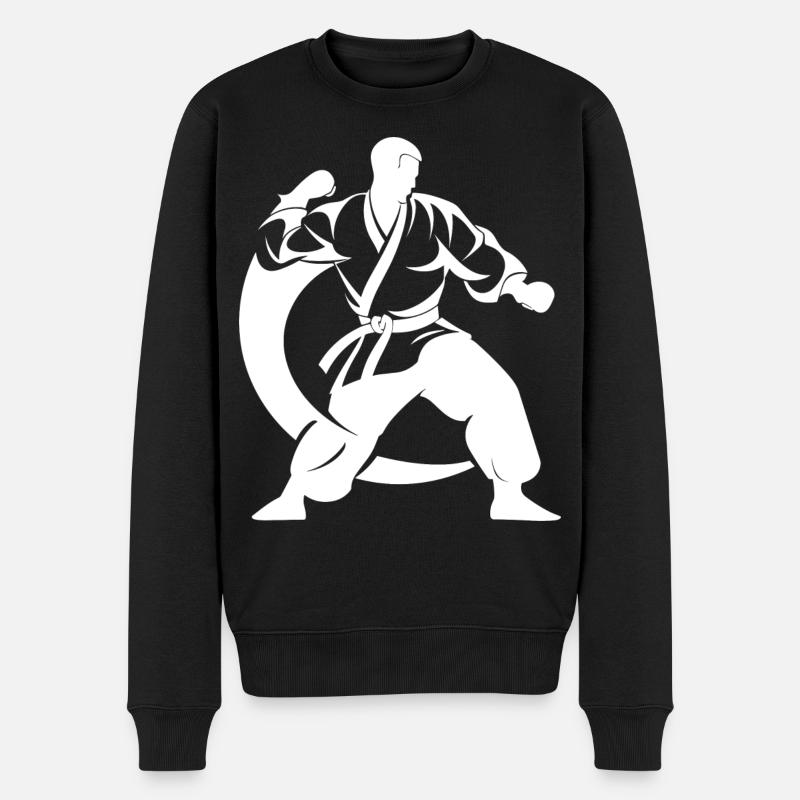 Karateka Zeichnung - Männer Premium Bio Pullover - Schwarz